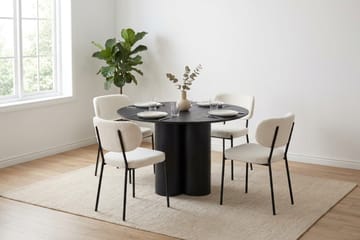 Juno Matgrupp runt 110 cm Svart med 4 Gemmiano Matstolar - Svart - Products - Möbler - Bord & matgrupp - Matgrupp