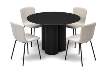 Juno Matgrupp runt 110 cm Svart med 4 Katy Matstolar - Svart - Products - Möbler - Bord & matgrupp - Matgrupp
