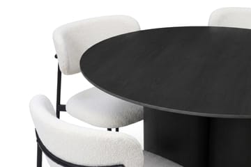 Juno Matgrupp runt 110 cm Svart med 4 Lucy Matstolar - Svart - Products - Möbler - Bord & matgrupp - Matgrupp