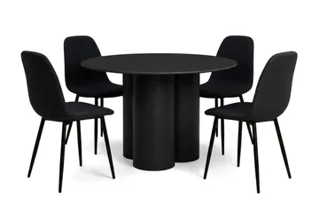 Juno Matgrupp runt 110 cm Svart med 4 Nibe Matstolar - Svart - Products - Möbler - Bord & matgrupp - Matgrupp