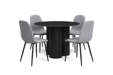 Juno Matgrupp runt 110 cm Svart med 4 Nibe Matstolar - Svart - Products - Möbler - Bord & matgrupp - Matgrupp