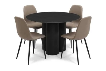 Juno Matgrupp runt 110 cm Svart med 4 Nibe Matstolar - Svart - Products - Möbler - Bord & matgrupp - Matgrupp
