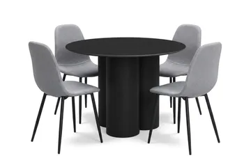 Juno Matgrupp runt 110 cm Svart med 4 Nibe Matstolar - Svart - Products - Möbler - Bord & matgrupp - Matgrupp