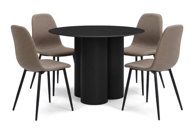 Juno Matgrupp runt 110 cm Svart med 4 Nibe Matstolar - Svart - Products - Möbler - Bord & matgrupp - Matgrupp