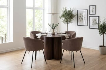 Juno Matgrupp runt 110 cm Valnöt med 4 Berit Matstolar - Valnöt - Products - Möbler - Bord & matgrupp - Matgrupp