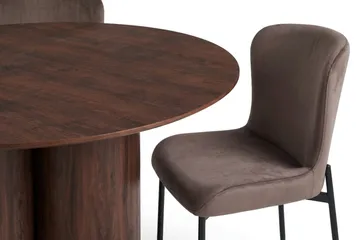 Juno Matgrupp runt 110 cm Valnöt med 4 Elsie Matstolar - Valnöt/Brun - Products - Möbler - Bord & matgrupp - Matgrupp