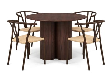 Juno Matgrupp runt 110 cm Valnöt med 4 Elysia Matstolar - Products - Möbler - Bord & matgrupp - Matgrupp