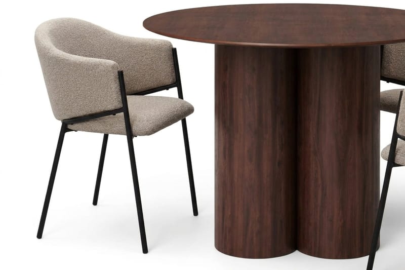 Juno Matgrupp runt 110 cm Valnöt med 4 Filip Matstolar - Valnöt - Products - Möbler - Bord & matgrupp - Matgrupp
