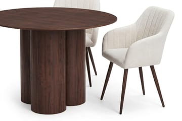 Juno Matgrupp runt 110 cm Valnöt med 4 Filippa Matstolar - Valnöt - Products - Möbler - Bord & matgrupp - Matgrupp