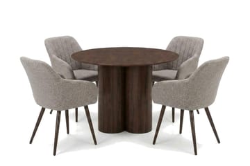Juno Matgrupp runt 110 cm Valnöt med 4 Filippa Matstolar - Valnöt - Products - Möbler - Bord & matgrupp - Matgrupp