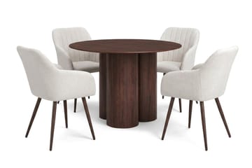 Juno Matgrupp runt 110 cm Valnöt med 4 Filippa Matstolar - Valnöt - Products - Möbler - Bord & matgrupp - Matgrupp