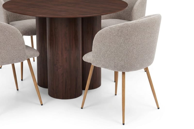 Juno Matgrupp runt 110 cm Valnöt med 4 Greya Matstolar - Valnöt - Products - Möbler - Bord & matgrupp - Matgrupp