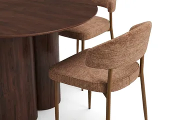 Juno Matgrupp runt 110 cm Valnöt med 4 Jairam Matstolar - Valnöt - Products - Möbler - Bord & matgrupp - Matgrupp