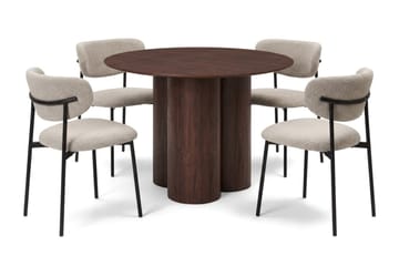 Juno Matgrupp runt 110 cm Valnöt med 4 Lucy Matstolar - Valnöt - Products - Möbler - Bord & matgrupp - Matgrupp