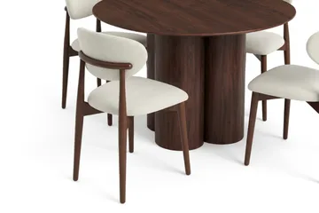 Juno Matgrupp runt 110 cm Valnöt med 4 Molly Matstolar - Valnöt - Products - Möbler - Bord & matgrupp - Matgrupp