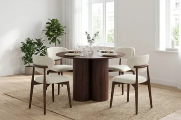 Juno Matgrupp runt 110 cm Valnöt med 4 Molly Matstolar - Valnöt - Products - Möbler - Bord & matgrupp - Matgrupp