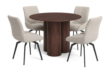 Juno Matgrupp runt 110 cm Valnöt med 4 Mora Matstolar - Valnöt - Products - Möbler - Bord & matgrupp - Matgrupp