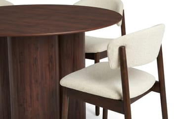 Juno Matgrupp runt 110 cm Valnöt med 4 Nala Matstolar - Valnöt - Products - Möbler - Bord & matgrupp - Matgrupp