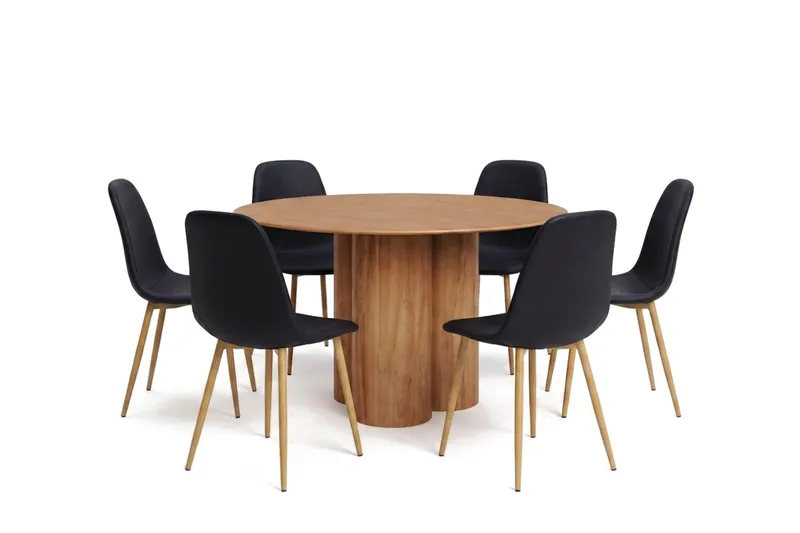 Juno Matgrupp runt 130 cm Ek med 6 Nibe Matstolar - Ek - Products - Möbler - Bord & matgrupp - Matgrupp