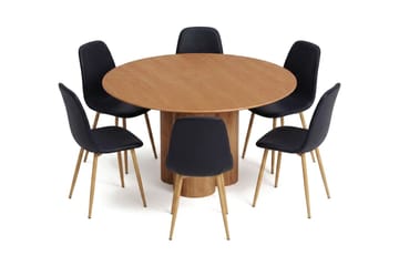 Juno Matgrupp runt 130 cm Ek med 6 Nibe Matstolar - Ek - Products - Möbler - Bord & matgrupp - Matgrupp