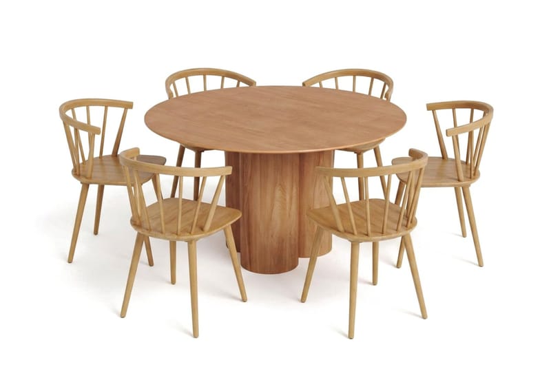 Juno Matgrupp runt 130 cm Ek med 6 Tyrö Matstolar - Ek - Products - Möbler - Bord & matgrupp - Matgrupp