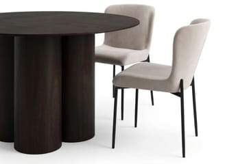 Juno Matgrupp runt 130 cm Rökt Ek med 6 Elsie Matstolar - Rökt ek/Beige - Products - Möbler - Bord & matgrupp - Matgrupp