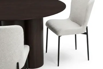 Juno Matgrupp runt 130 cm Rökt Ek med 6 Elsie Matstolar - Rökt ek/Vit - Products - Möbler - Bord & matgrupp - Matgrupp