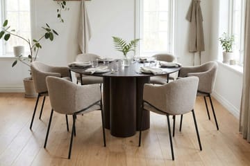 Juno Matgrupp runt 130 cm Rökt Ek med 6 Filip Matstolar - Rökt ek - Products - Möbler - Bord & matgrupp - Matgrupp