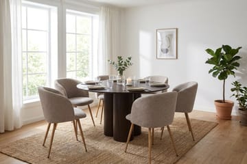 Juno Matgrupp runt 130 cm Rökt Ek med 6 Greya Matstolar - Rökt ek - Products - Möbler - Bord & matgrupp - Matgrupp