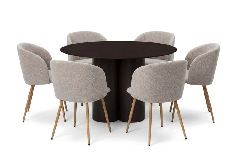 Juno Matgrupp runt 130 cm Rökt Ek med 6 Greya Matstolar - Rökt ek - Products - Möbler - Bord & matgrupp - Matgrupp