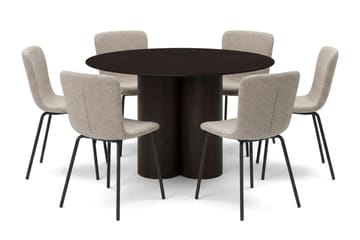 Juno Matgrupp runt 130 cm Rökt Ek med 6 Katy Matstolar - Rökt ek - Products - Möbler - Bord & matgrupp - Matgrupp