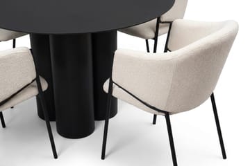 Juno Matgrupp runt 130 cm Svart med 6 Filip Matstolar - Svart - Products - Möbler - Bord & matgrupp - Matgrupp