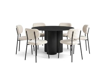 Juno Matgrupp runt 130 cm Svart med 6 Gemmiano Matstolar - Svart - Products - Möbler - Bord & matgrupp - Matgrupp