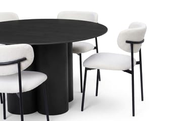 Juno Matgrupp runt 130 cm Svart med 6 Lucy Matstolar - Svart - Products - Möbler - Bord & matgrupp - Matgrupp