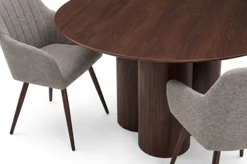 Juno Matgrupp runt 130 cm Valnöt med 6 Filippa Matstolar - Valnöt - Products - Möbler - Bord & matgrupp - Matgrupp