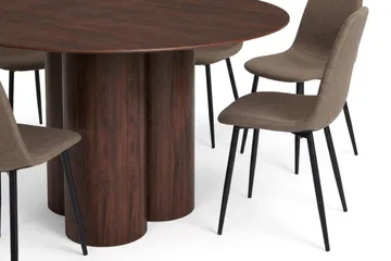 Juno Matgrupp runt 130 cm Valnöt med 6 Nibe Matstolar - Valnöt - Products - Möbler - Bord & matgrupp - Matgrupp