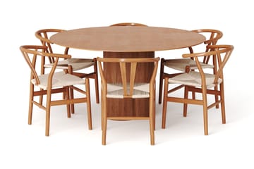 Juno Matgrupp runt 150 cm Ek med 6 Dastoori Matstolar - Ek - Products - Möbler - Bord & matgrupp - Matgrupp