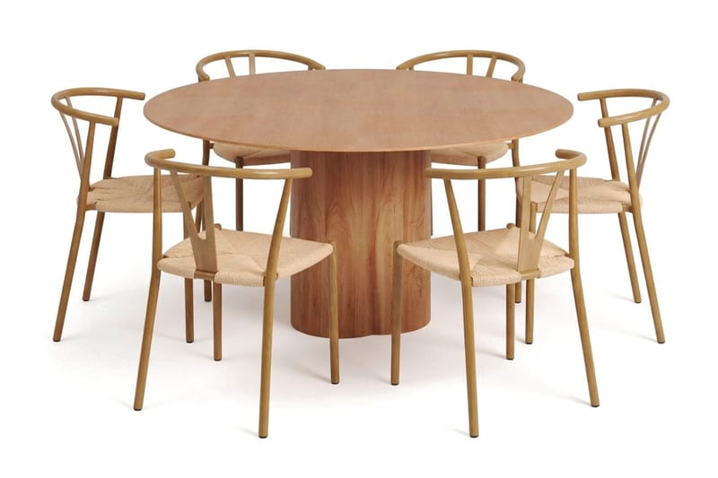 Juno Matgrupp runt 150 cm Ek med 6 Elysia Matstolar - Ek - Products - Möbler - Bord & matgrupp - Matgrupp