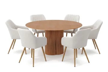 Juno Matgrupp runt 150 cm Ek med 6 Filippa Matstolar - Ek - Products - Möbler - Bord & matgrupp - Matgrupp