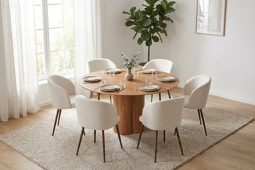 Juno Matgrupp runt 150 cm Ek med 6 Greya Matstolar - Ek - Products - Möbler - Bord & matgrupp - Matgrupp