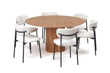 Juno Matgrupp runt 150 cm Ek med 6 Lucy Matstolar - Ek - Products - Möbler - Bord & matgrupp - Matgrupp