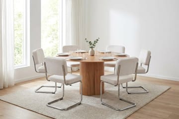 Juno Matgrupp runt 150 cm Ek med 6 Milva Matstolar - Ek - Products - Möbler - Bord & matgrupp - Matgrupp