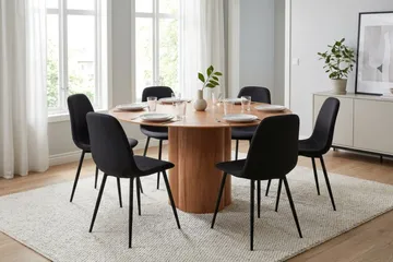 Juno Matgrupp runt 150 cm Ek med 6 Nibe Matstolar - Ek - Products - Möbler - Bord & matgrupp - Matgrupp