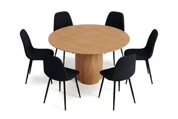 Juno Matgrupp runt 150 cm Ek med 6 Nibe Matstolar - Ek - Products - Möbler - Bord & matgrupp - Matgrupp