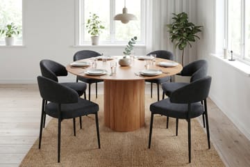 Juno Matgrupp runt 150 cm Ek med 6 Sawako Matstolar - Ek - Products - Möbler - Bord & matgrupp - Matgrupp