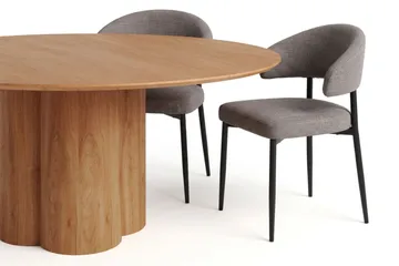 Juno Matgrupp runt 150 cm Ek med 6 Sawako Matstolar - Ek - Products - Möbler - Bord & matgrupp - Matgrupp