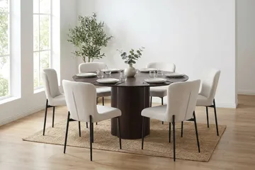 Juno Matgrupp runt 150 cm Rökt Ek med 6 Elsie Matstolar - Rökt ek - Products - Möbler - Bord & matgrupp - Matgrupp