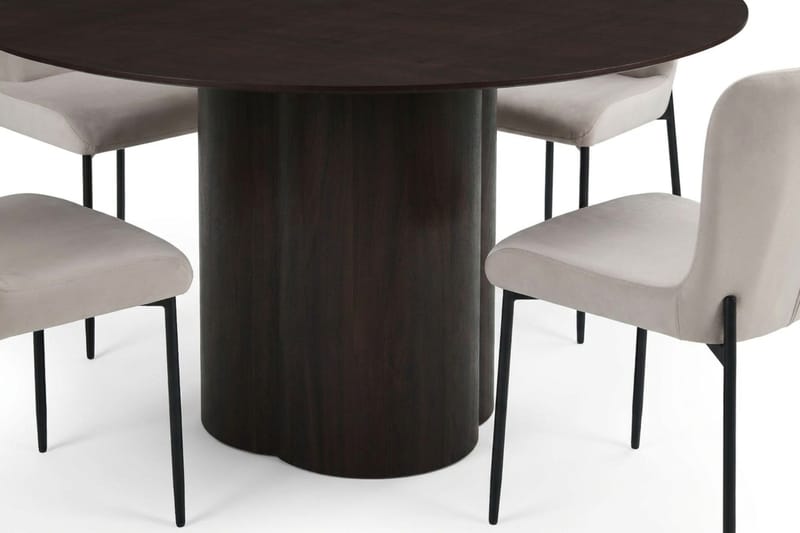 Juno Matgrupp runt 150 cm Rökt Ek med 6 Elsie Matstolar - Rökt ek/Beige - Products - Möbler - Bord & matgrupp - Matgrupp