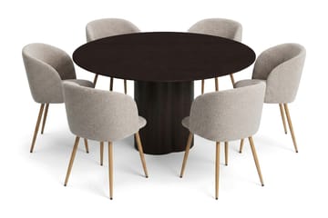 Juno Matgrupp runt 150 cm Rökt Ek med 6 Greya Matstolar - Rökt ek - Products - Möbler - Bord & matgrupp - Matgrupp