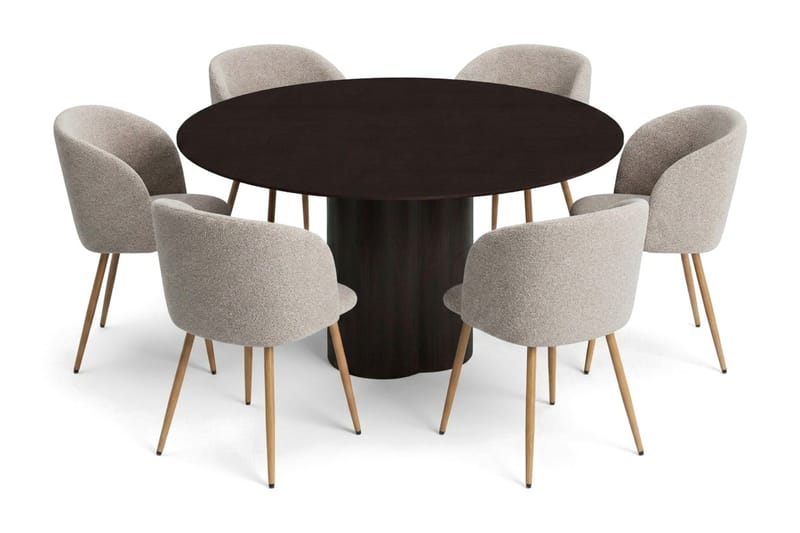 Juno Matgrupp runt 150 cm Rökt Ek med 6 Greya Matstolar - Rökt ek - Products - Möbler - Bord & matgrupp - Matgrupp